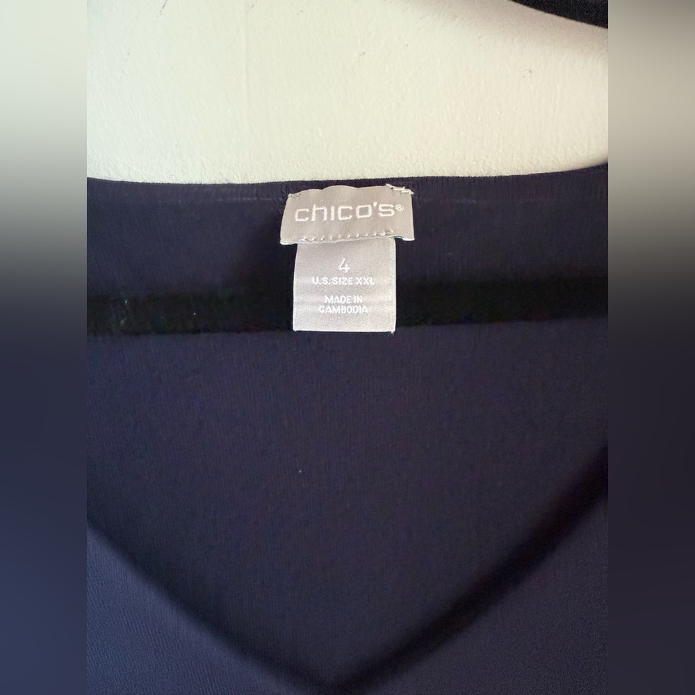 Chicos Navy Long Sleeve Top - Picture 7 of 7